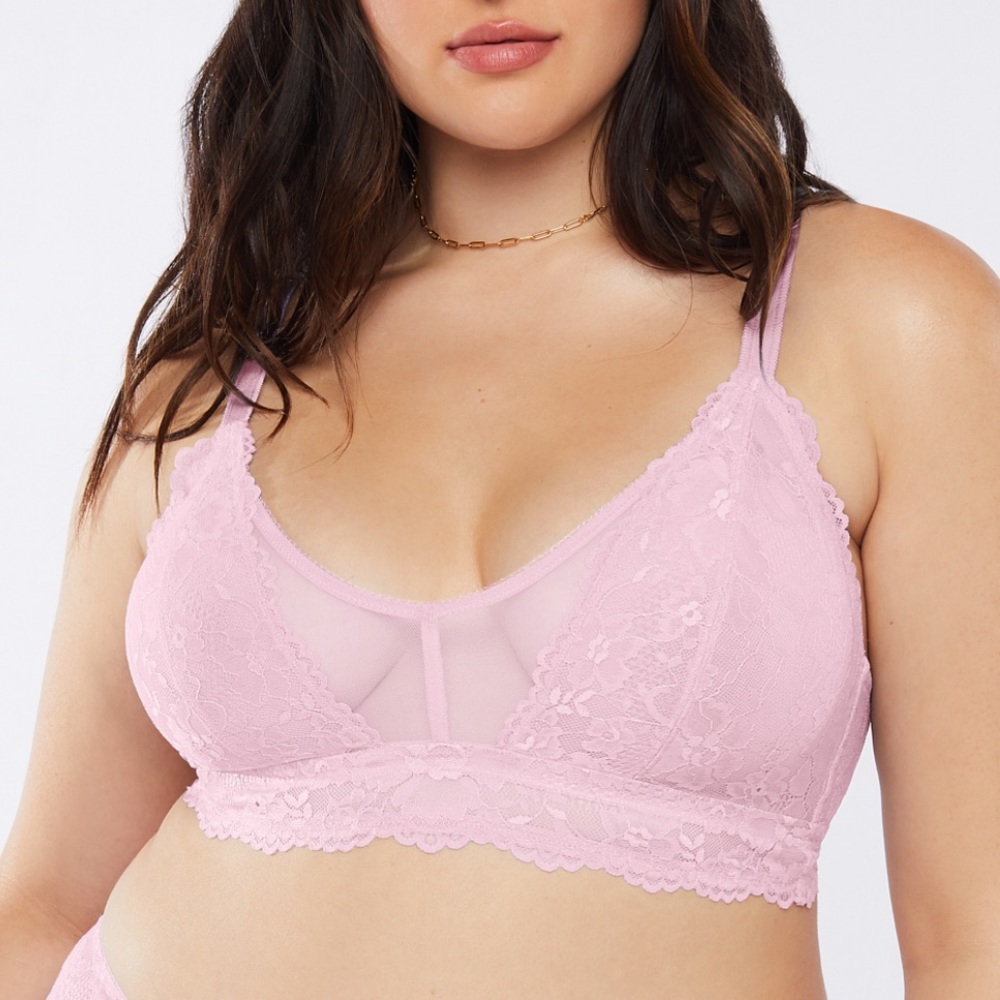 SAVAGE X FENTY unicorn lavender pink Floral Lace and Mesh bralette 2X NEW